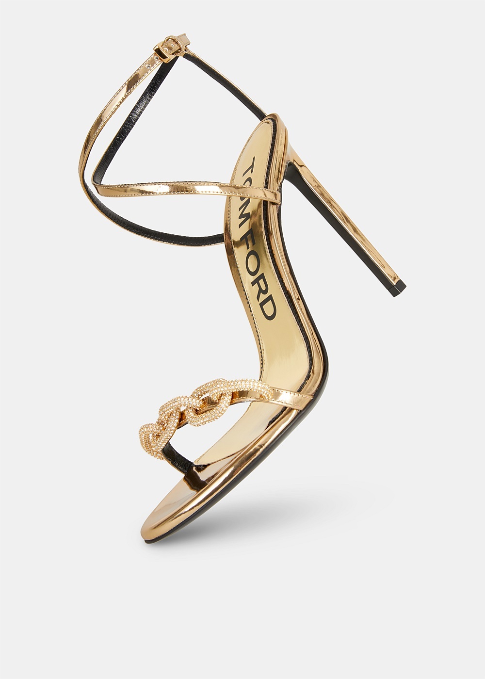 Gold Chain Ankle Wrap Sandals - 4