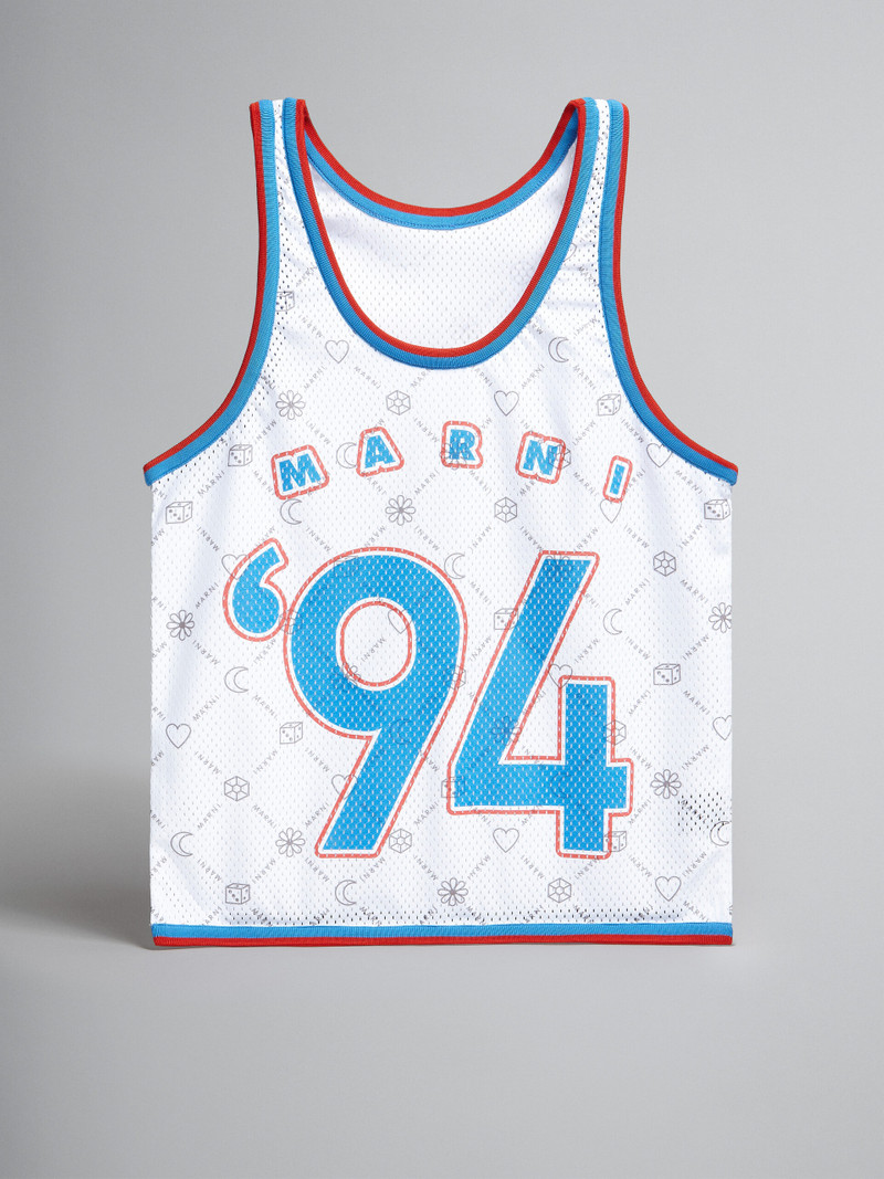 WHITE TANK-TOP SHOPPING BAG WITH MARNIGRAM PRINT 1