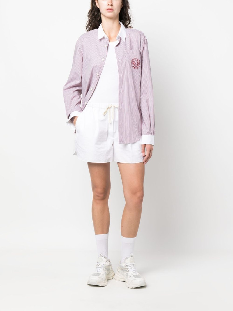 Sporty & Rich logo-embroidered striped cotton shirt outlook