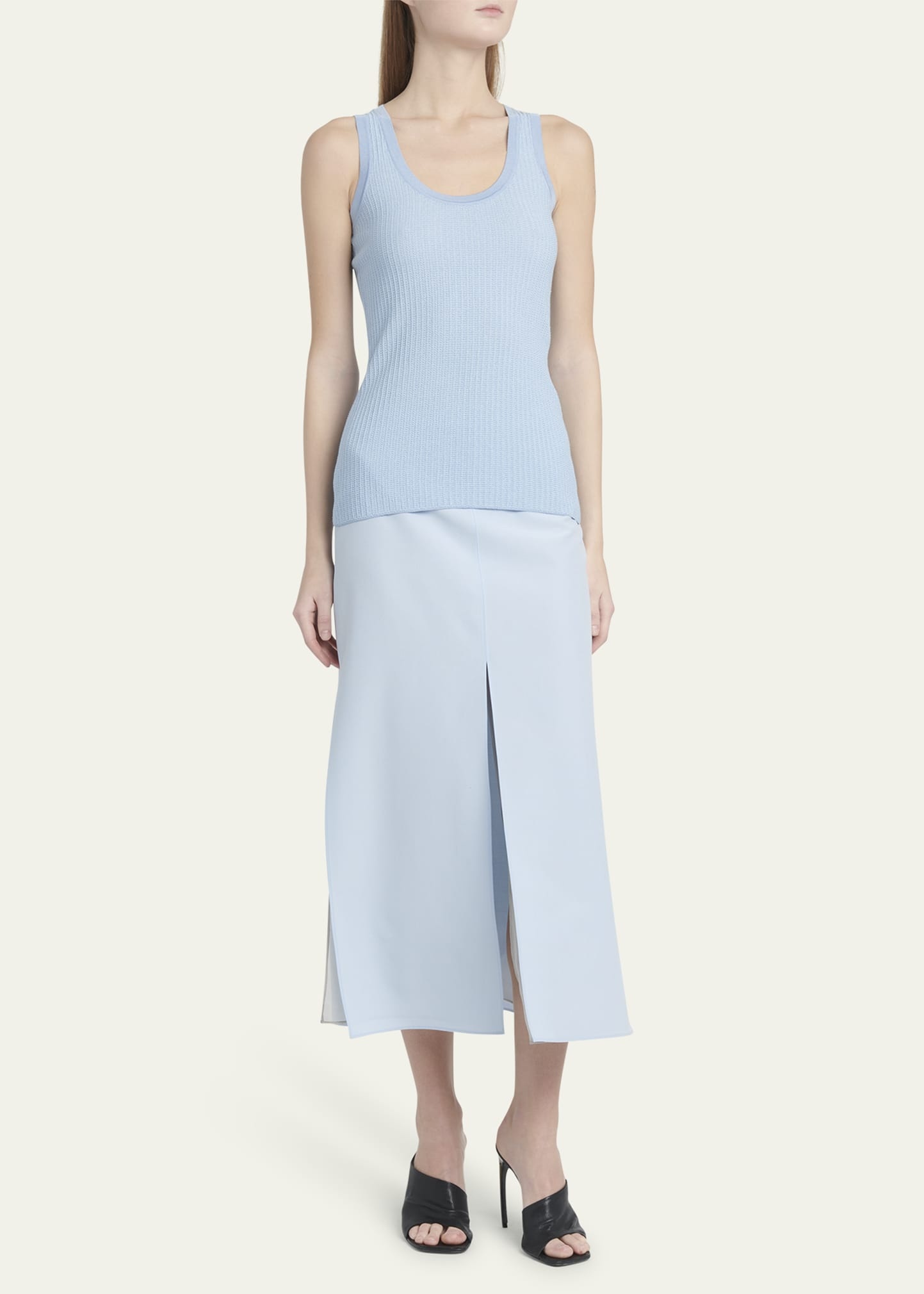 Cotton Silk Micro Jacquard Tank Top - 2