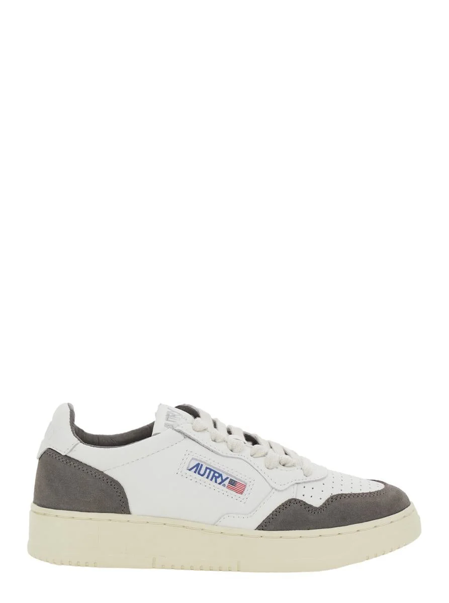 Autry 'Medalist' Grey Low Top Sneakers With Logo Lettering On The Tongue And Perforated Toe In Leath - 1
