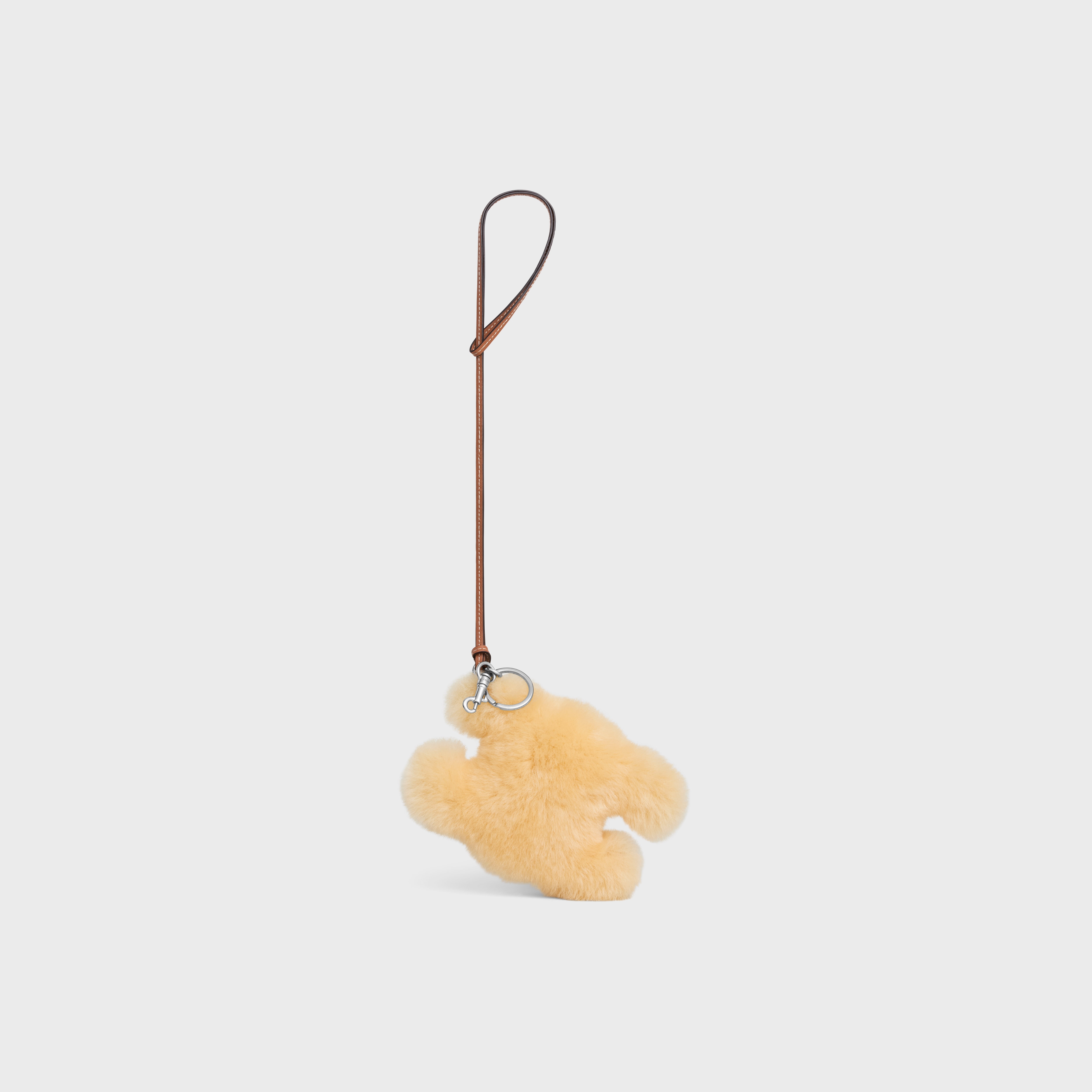 TRIOMPHE POM-POM KEYRING in SHEARLING AND SMOOTH CALFSKIN - 4