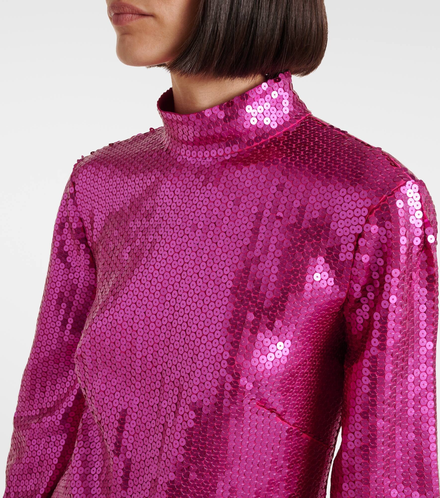 Gina sequined feather-trimmed minidress - 4