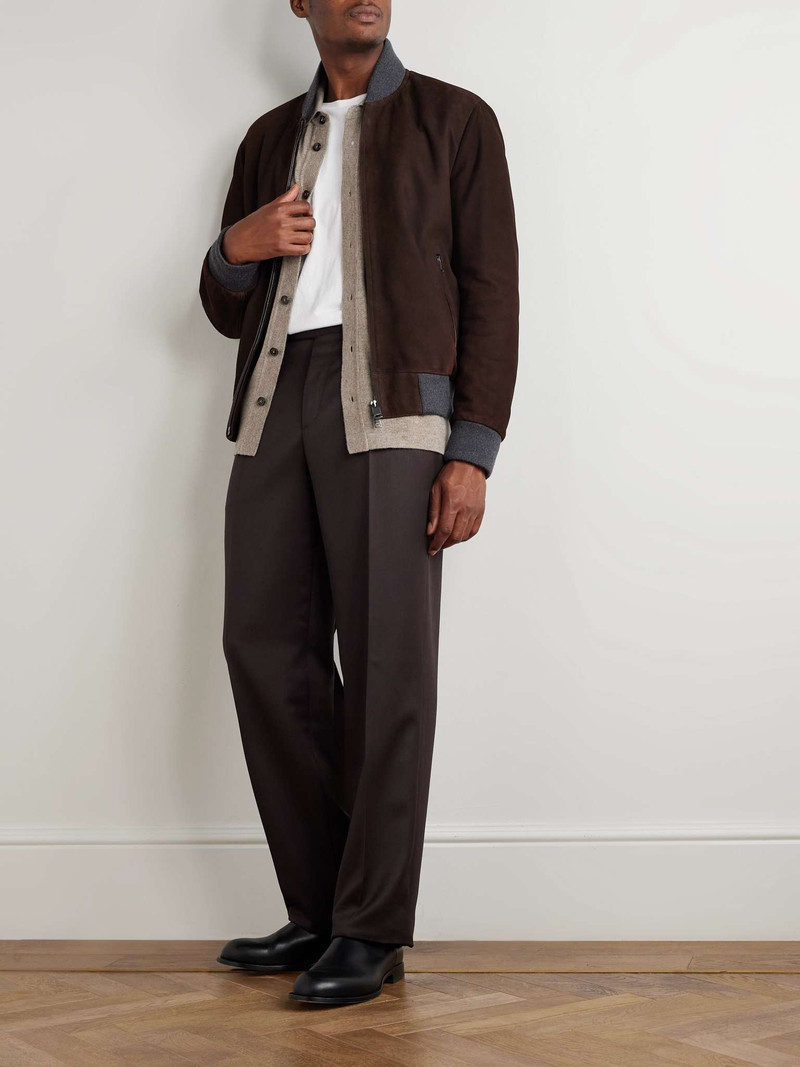 Brioni Wool-Trimmed Suede Bomber Jacket outlook
