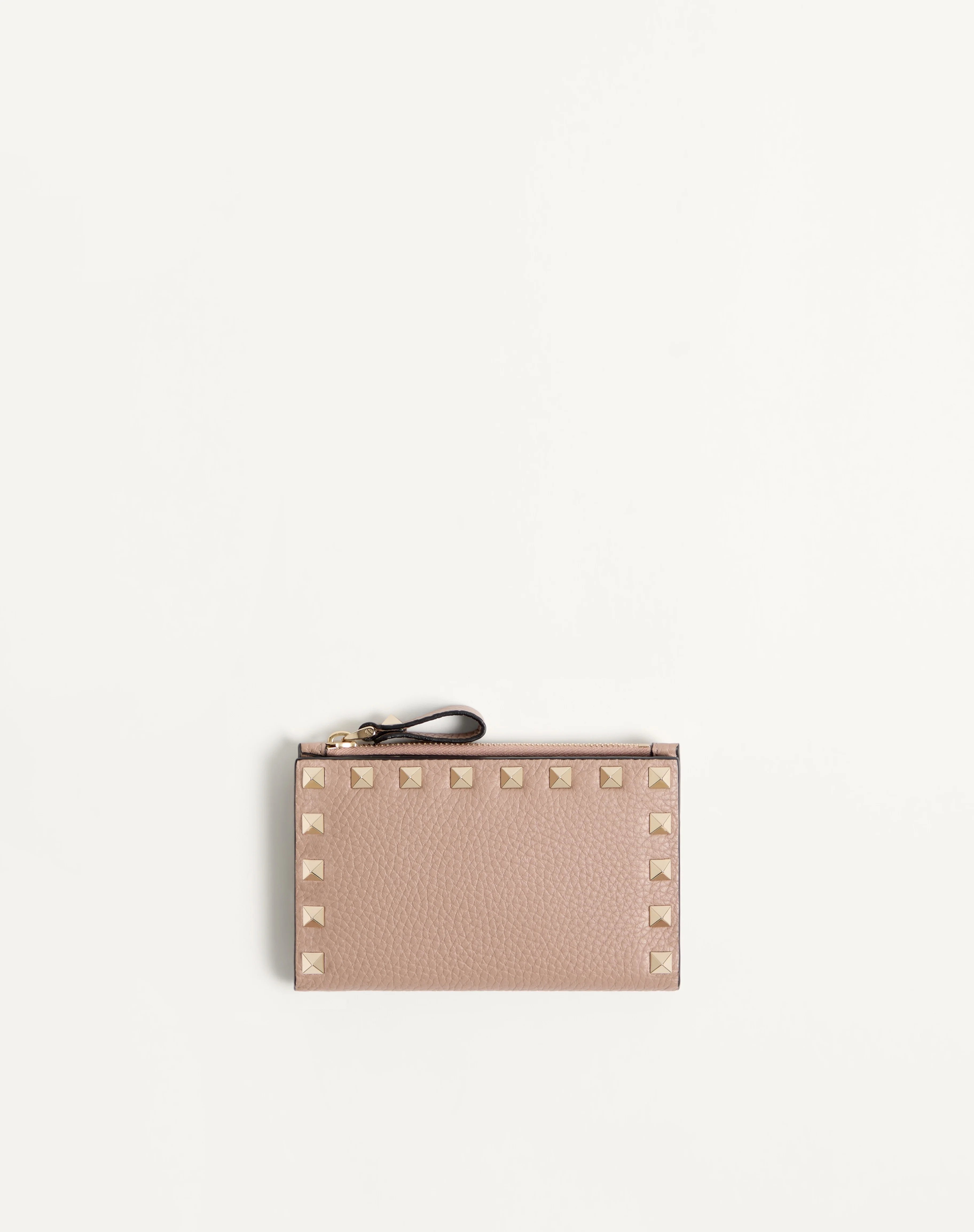 ROCKSTUD GRAINY CALFSKIN CARDHOLDER WITH ZIPPER - 1
