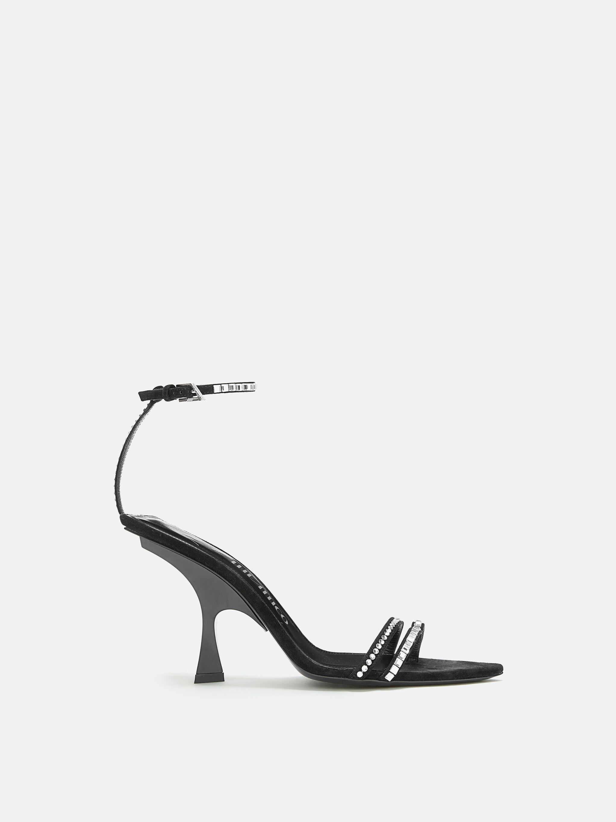 ''ESTER'' BLACK AND CRYSTAL SANDAL - 1