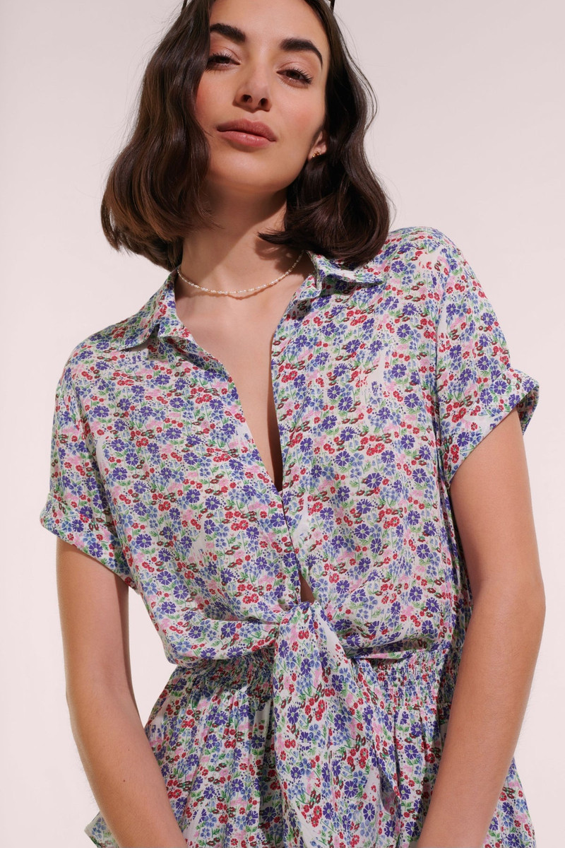 Poupette St Barth Mini Dress Brenda - Blue Jardin outlook