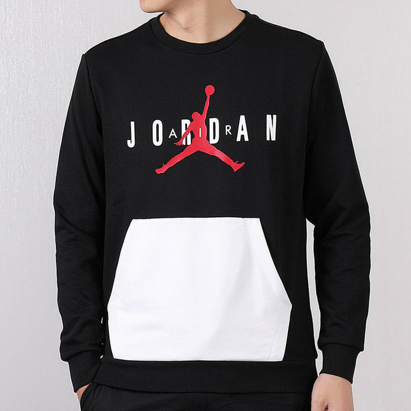Air Jordan Large Logo Casual Sports Round Neck Pullover Black AR4785-010 - 3