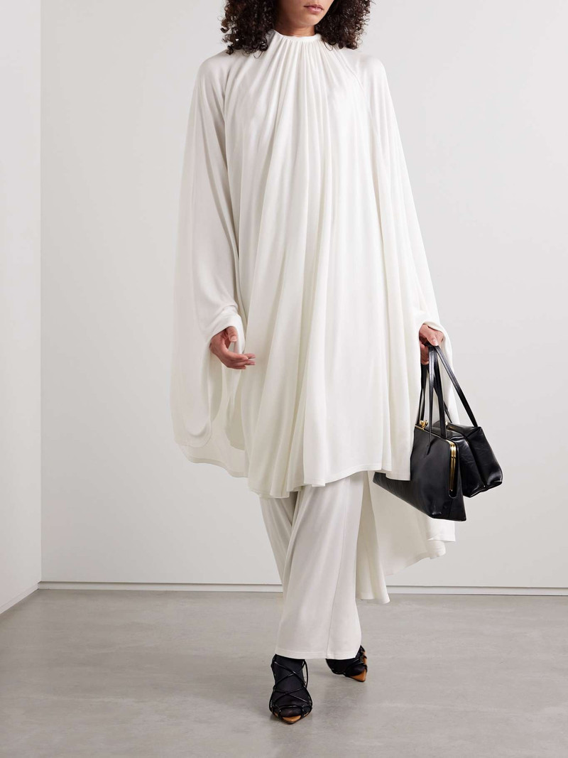 MARIE ADAM-LEENAERDT Cape-effect layered gathered crepe-jersey maxi dress outlook