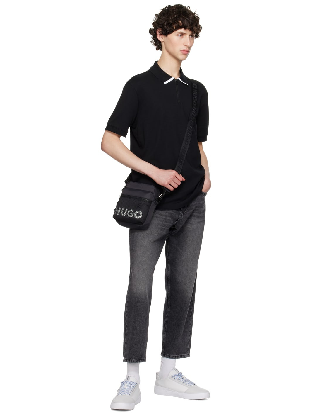 Black Contrast Logo Polo - 4