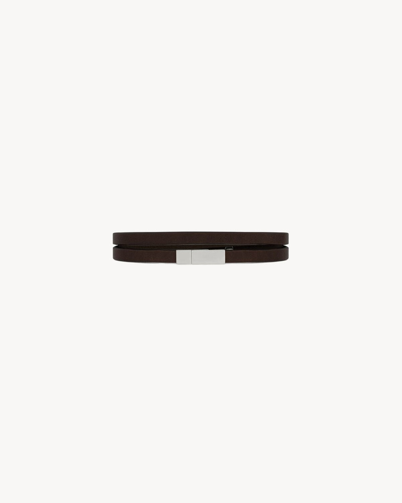 SAINT LAURENT DOUBLE-WRAP ID BRACELET IN LEATHER outlook