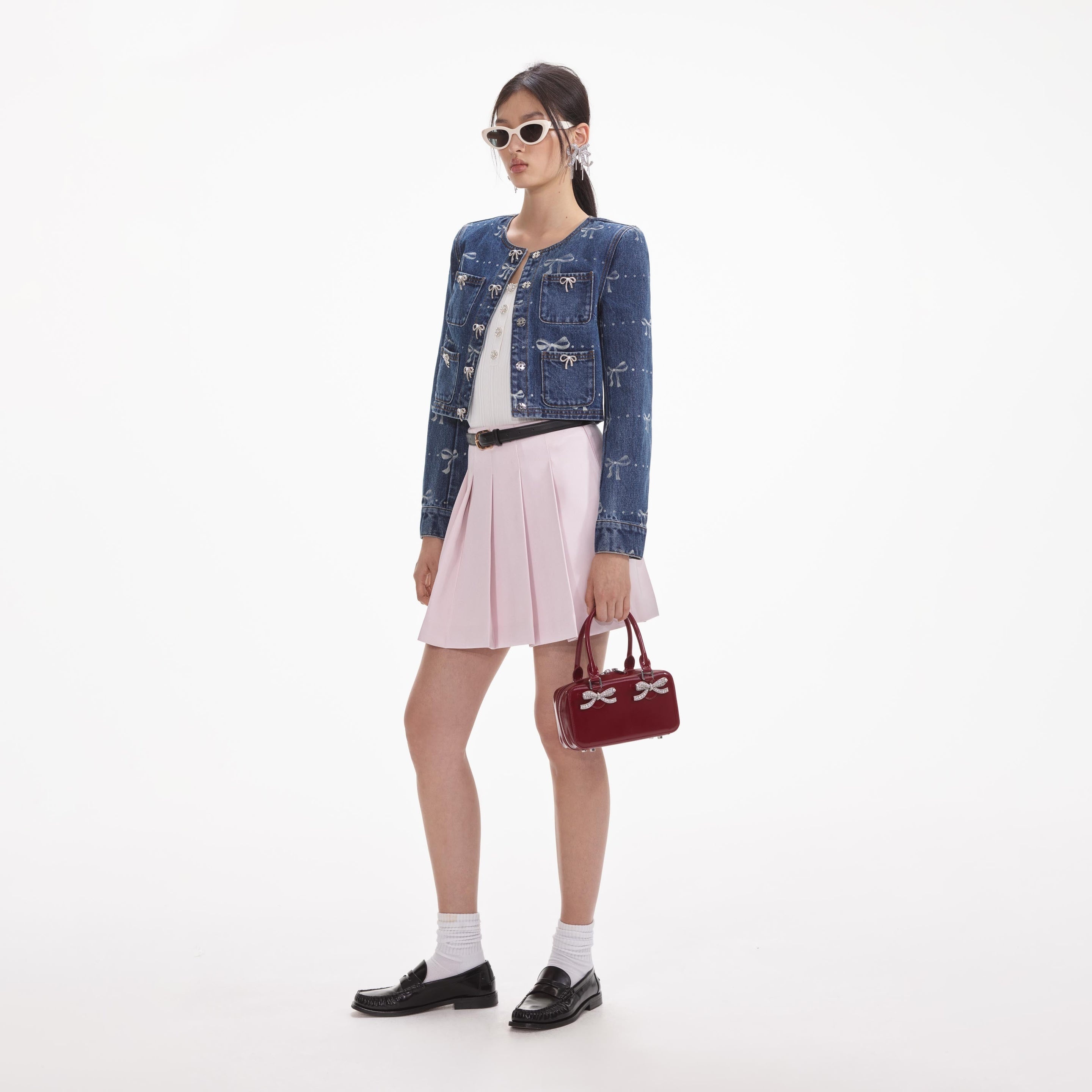 Bow Print Denim Jacket - 2