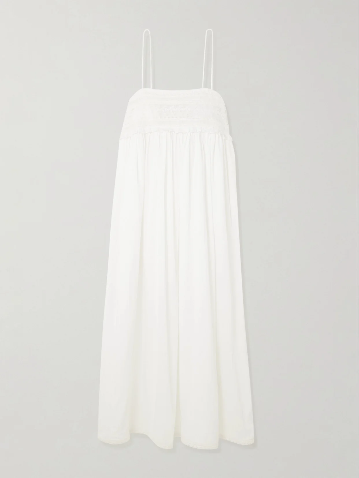 Danielle Lace-trimmed Cotton Midi Dress - 1