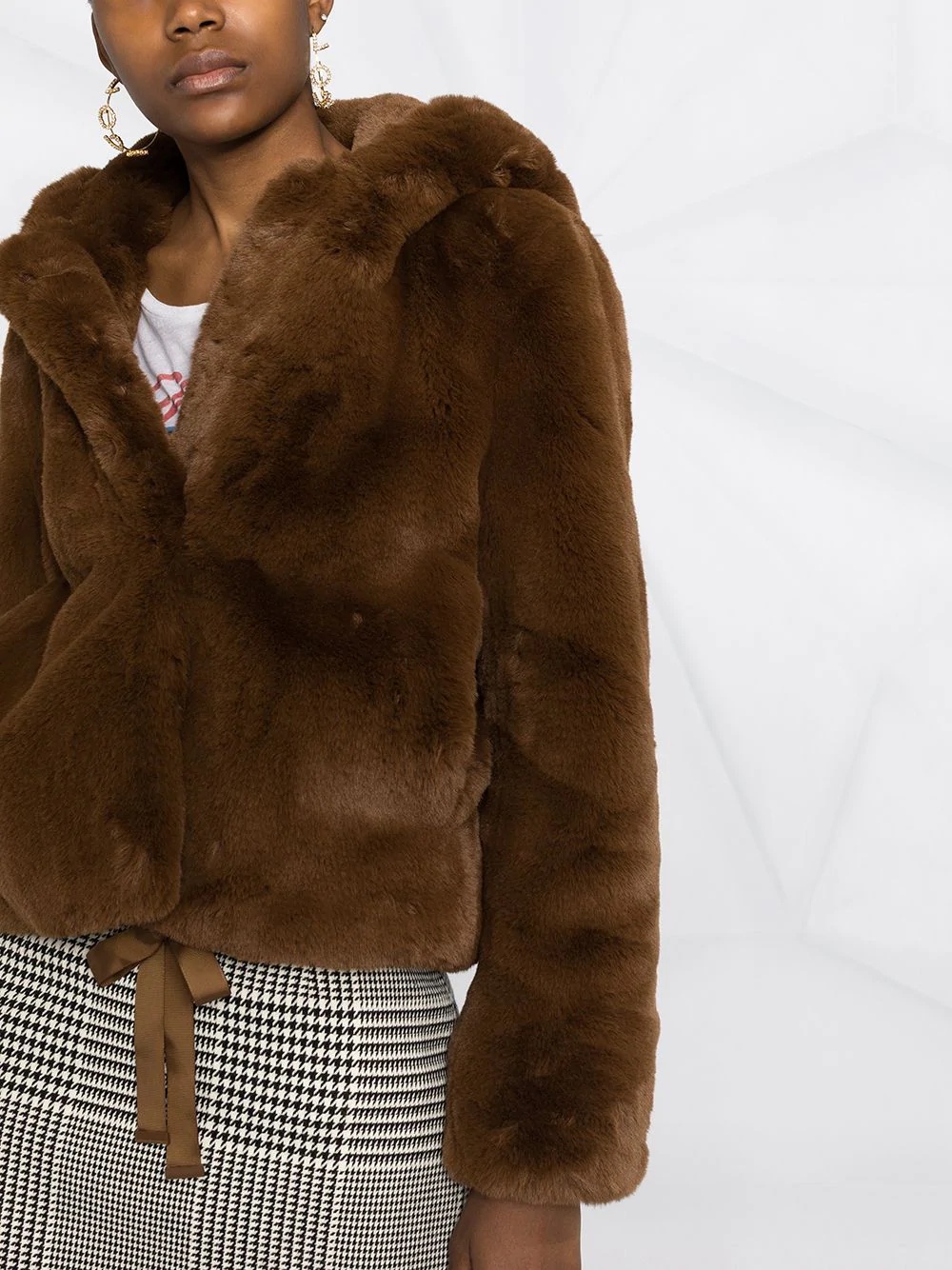 faux-fur cropped jacket - 3