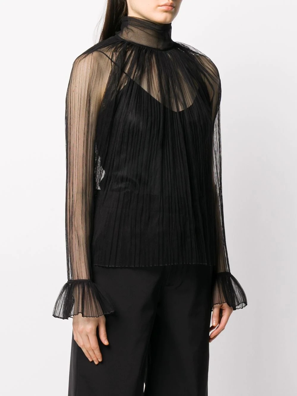 sheer turtleneck blouse - 3