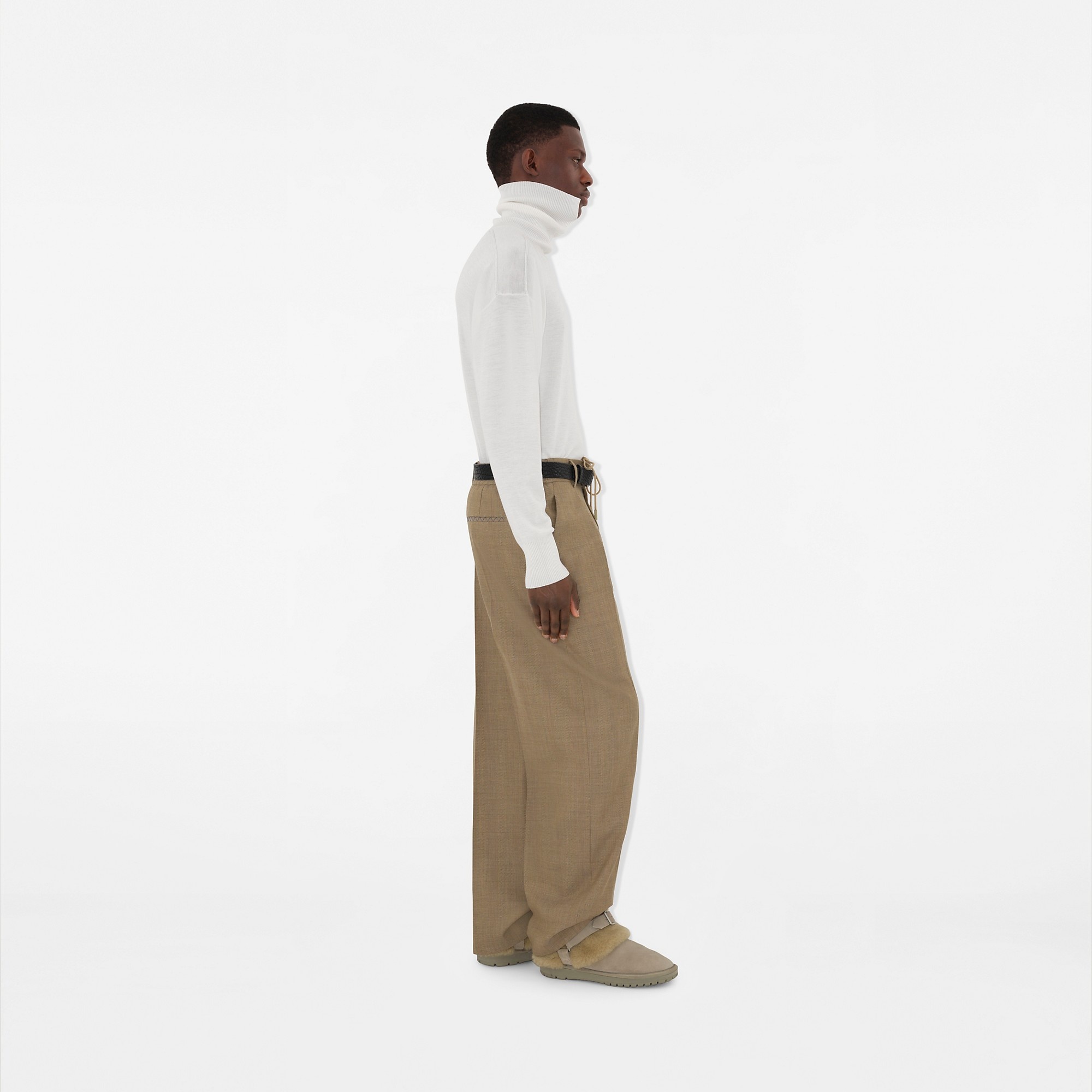 Herringbone Wool Tailored Trousers - 3