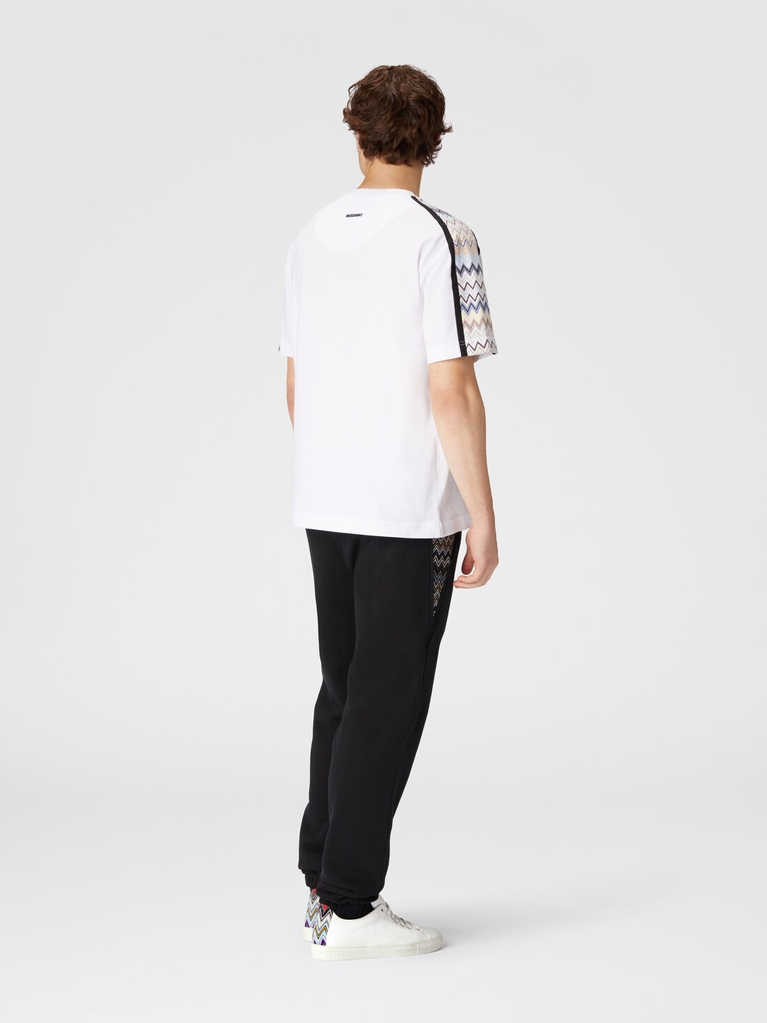 Cotton jersey T-shirt with zigzag inserts - 3