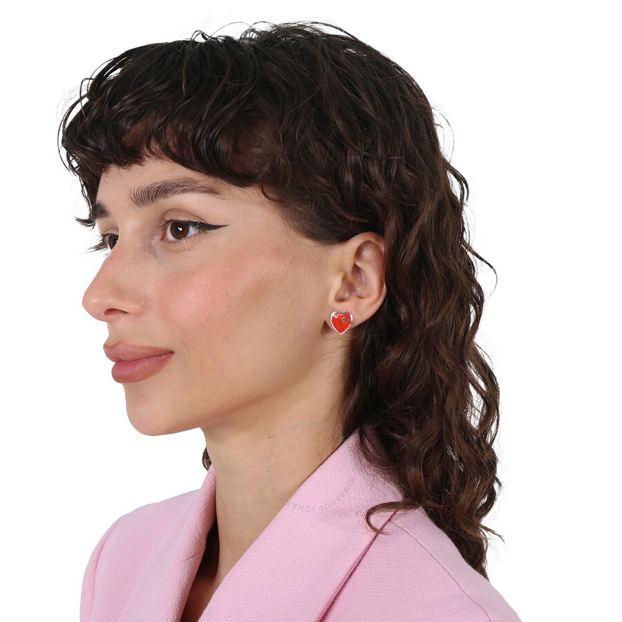 Gucci Interlocking G Red Heart Earrings - 2
