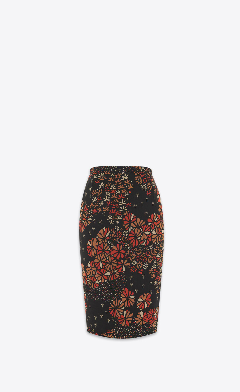 floral-print 실크 미디 스커트 - 1