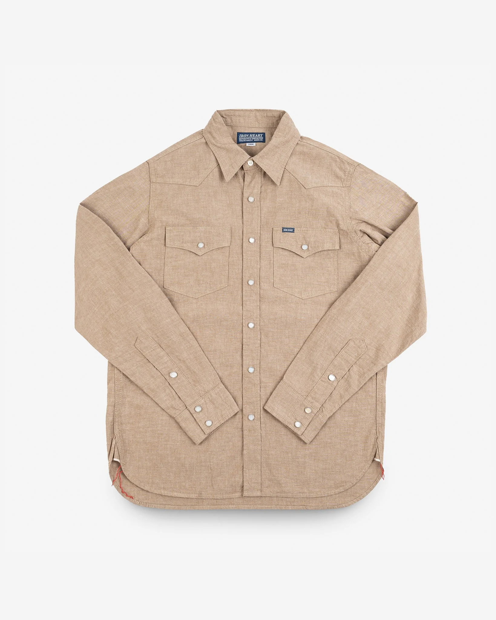 10OZ SELVEDGE CHAMBRAY WESTERN SHIRT - KHAKI - 1