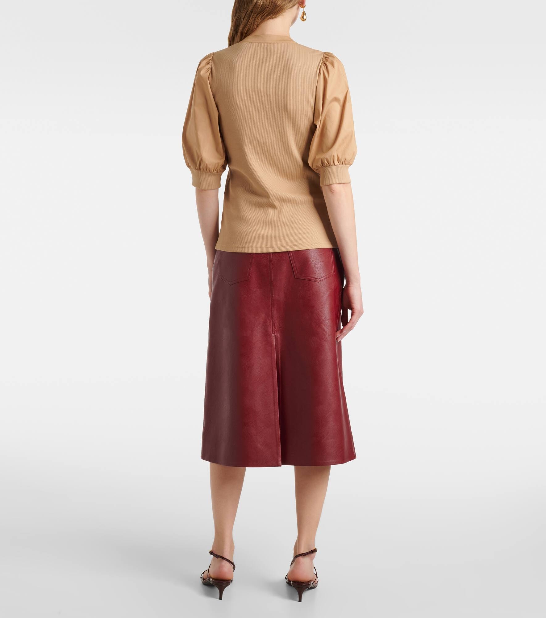 Puff-sleeve cotton-blend top - 3