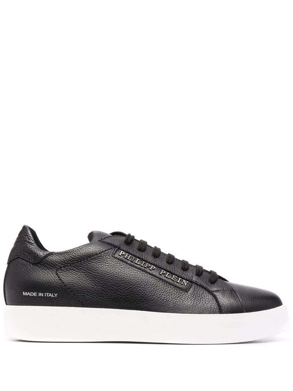 logo-print leather trainers - 1