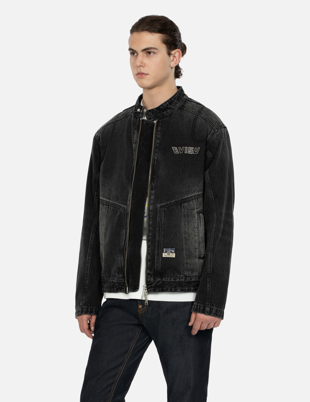 GODHEAD PRINT RELAX FIT BIKER DENIM JACKET - 8