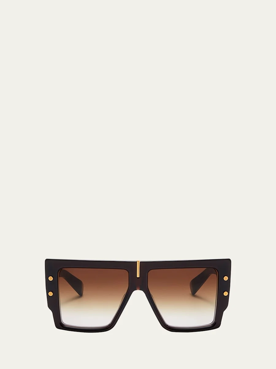B-Grand Acetate & Titanium Square Sunglasses - 1