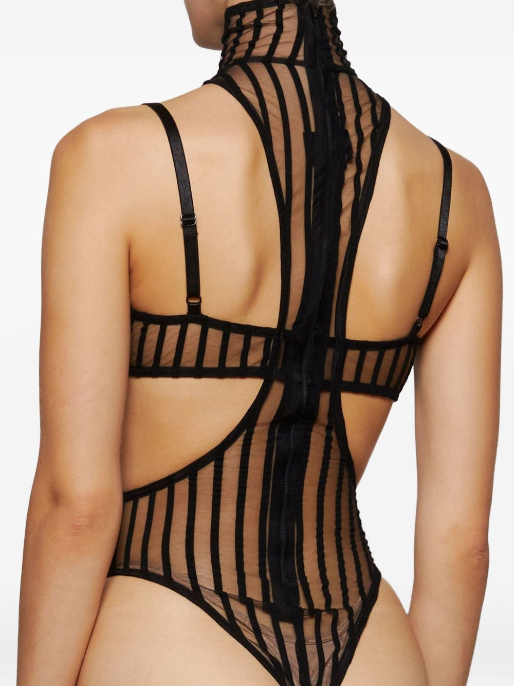 mock-neck striped bodysuit - 5