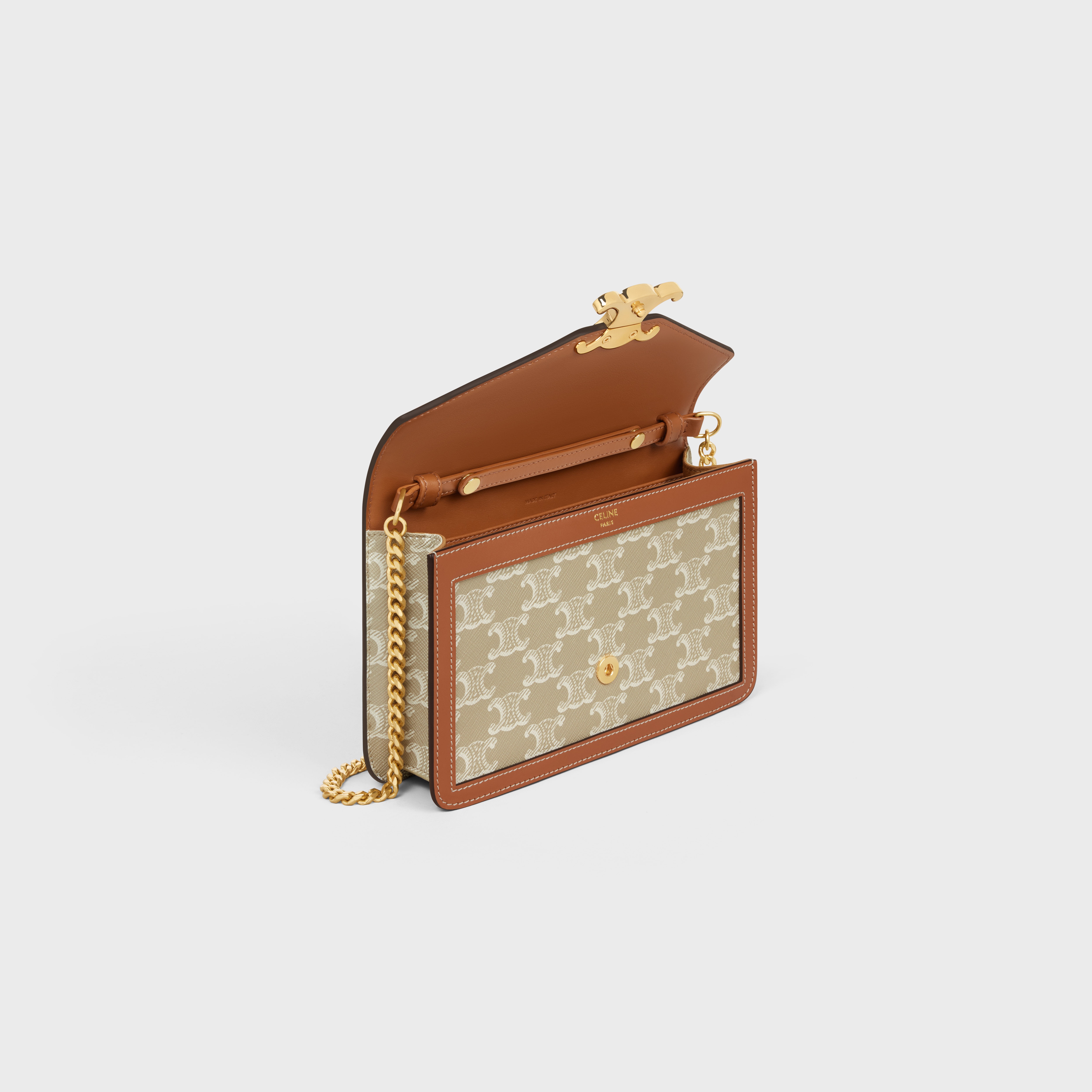 CELINE WALLET ON CHAIN MARGO in TRIOMPHE CANVAS AND CALFSKIN 