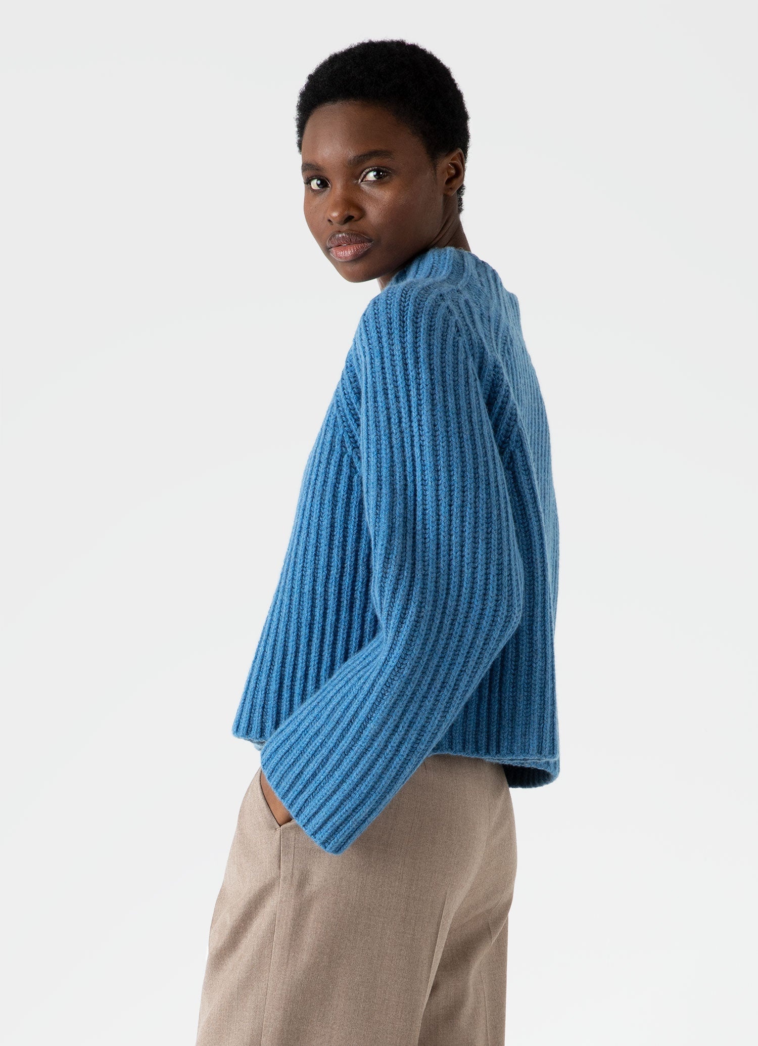 Lambswool Chunky Funnel Neck Jumper - 1