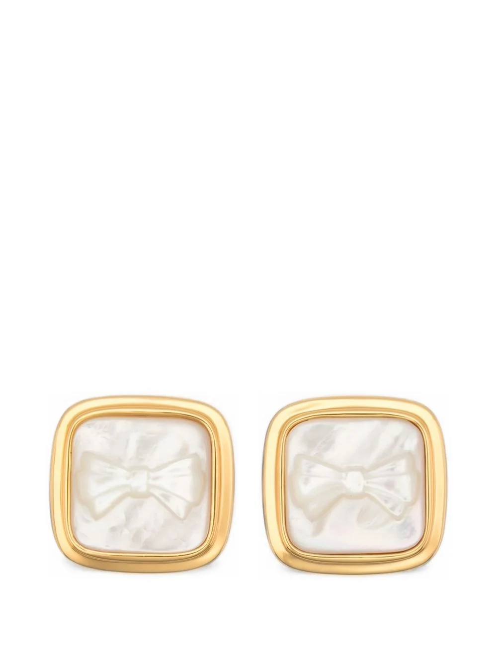 x Yvmin bow-motif square earrings - 1