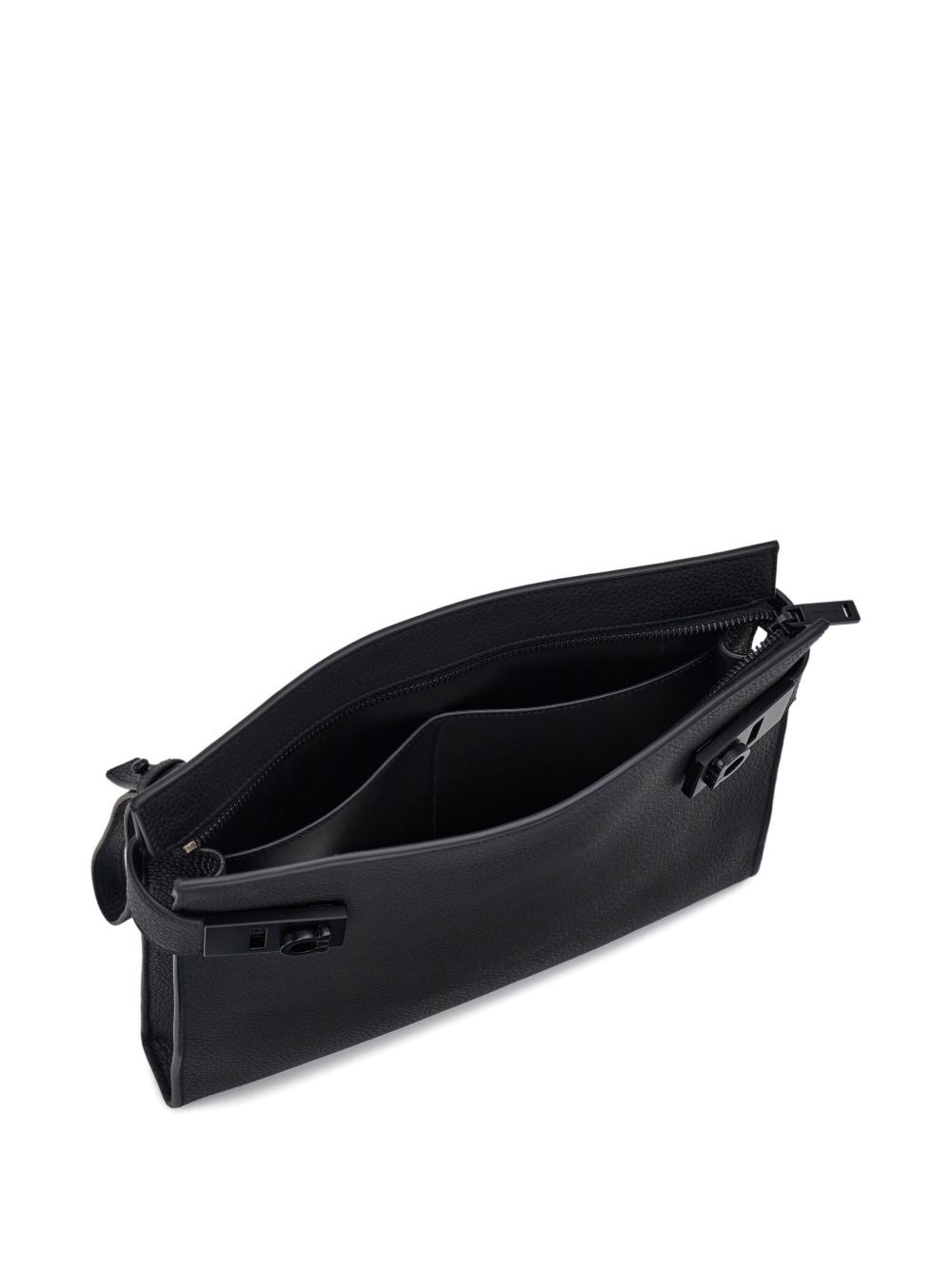 Gancini-buckle leather clutch bag - 6