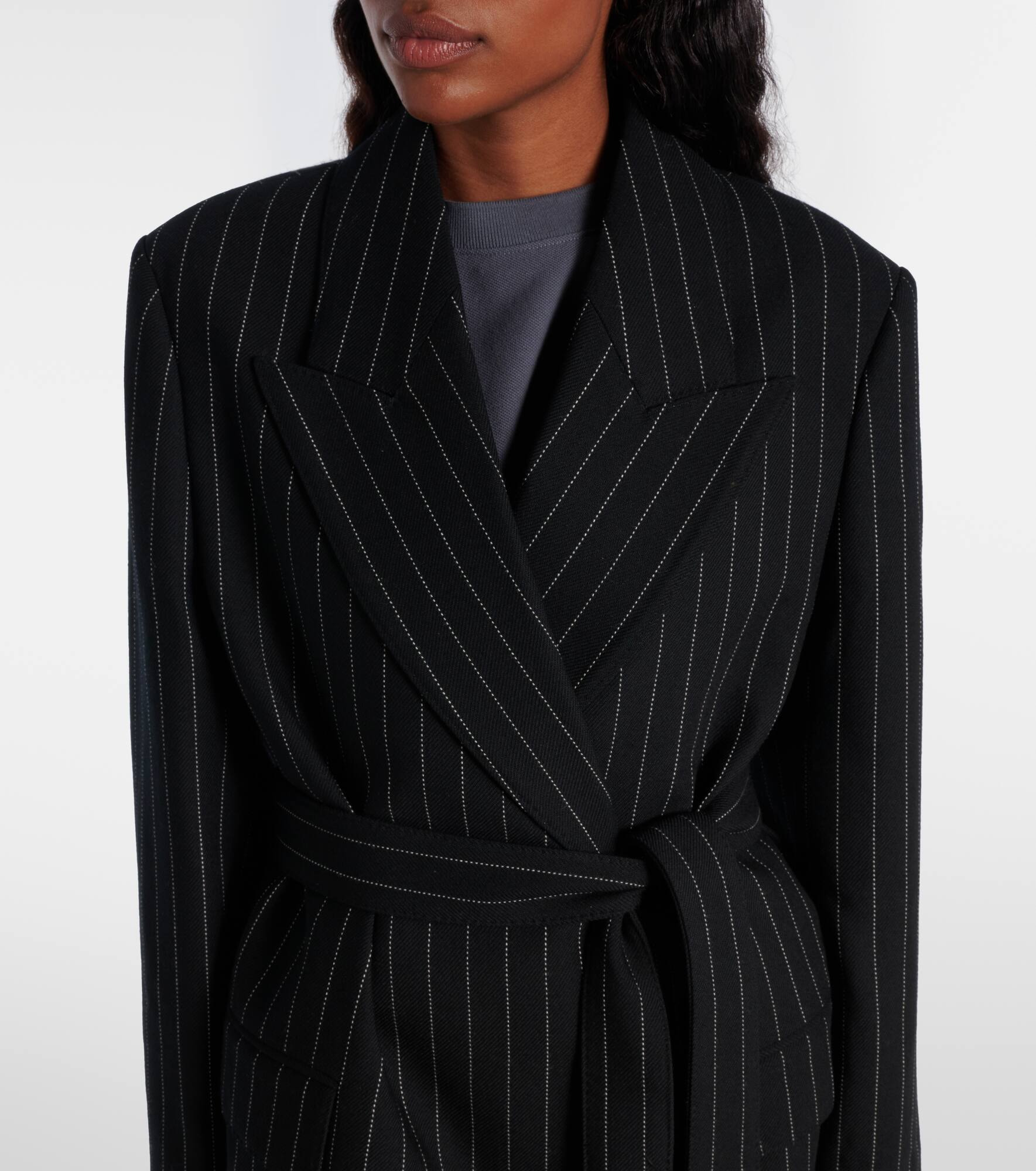 Olyx pinstriped wool coat - 4