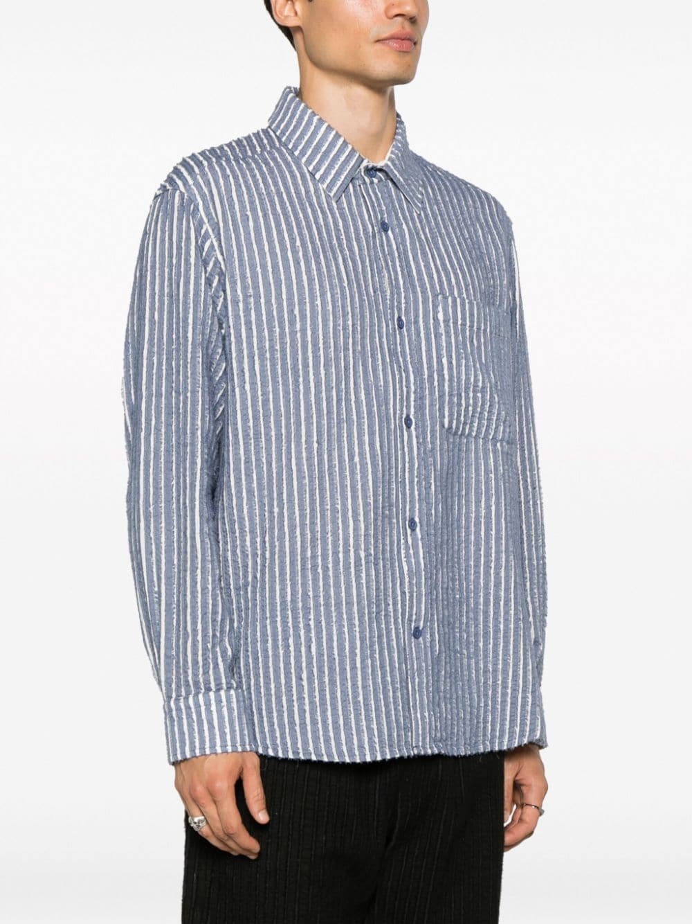ripped striped cotton shirt - 3