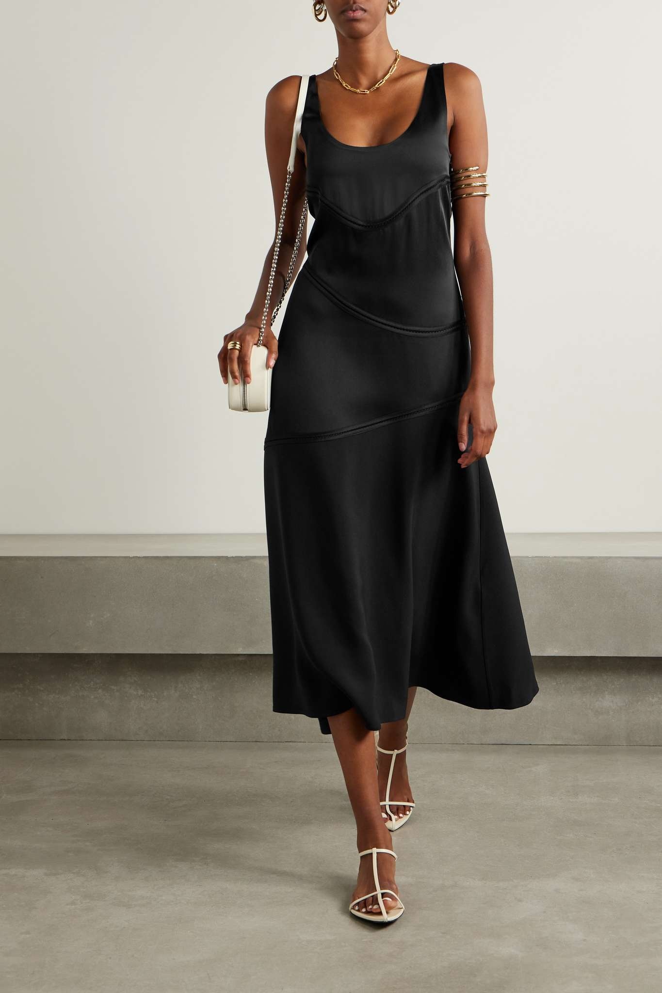 Jil Sander Paneled satin midi dress