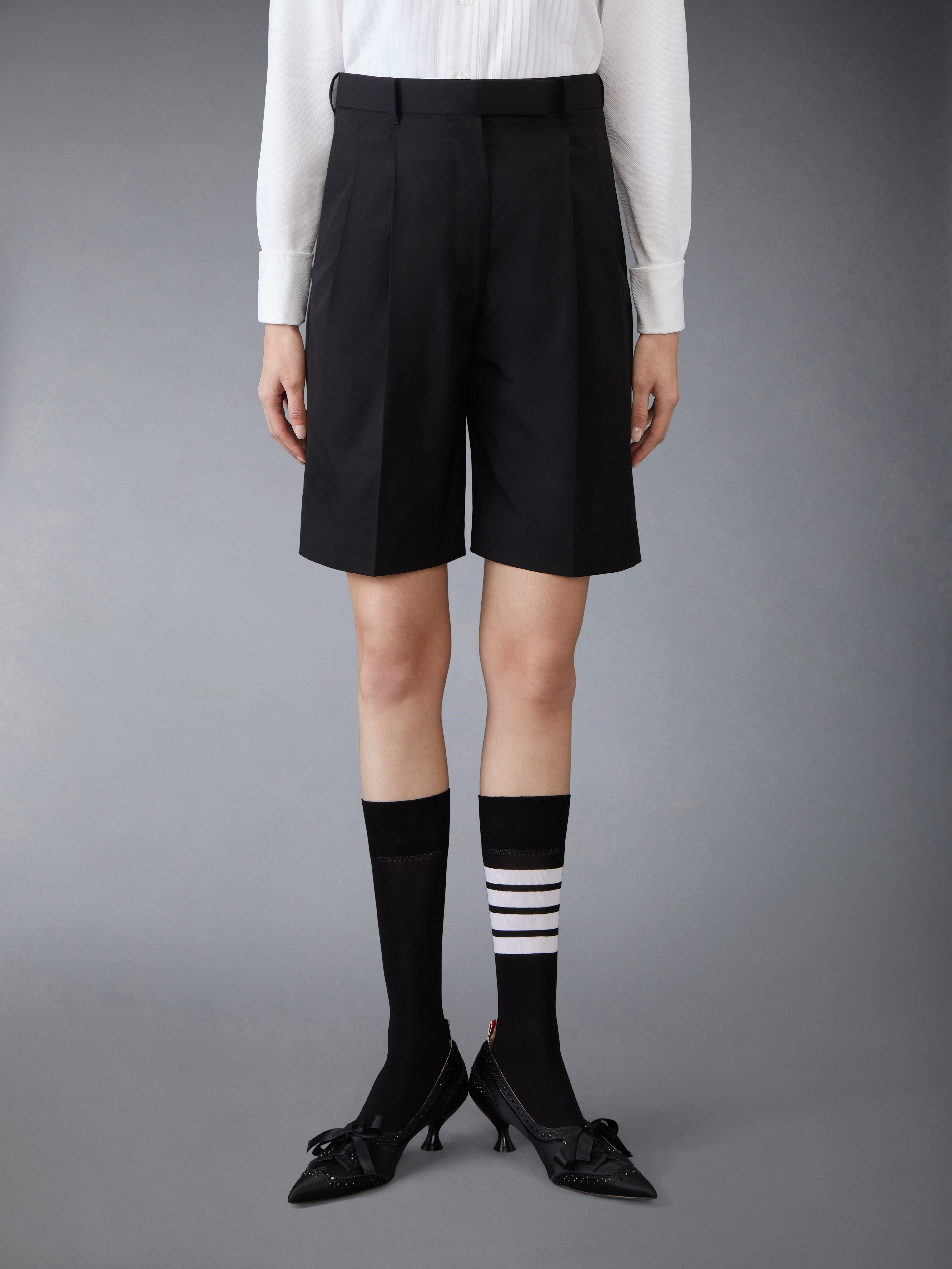TYPEWRITER CLOTH DOUBLE PLEAT SHORTS - 2