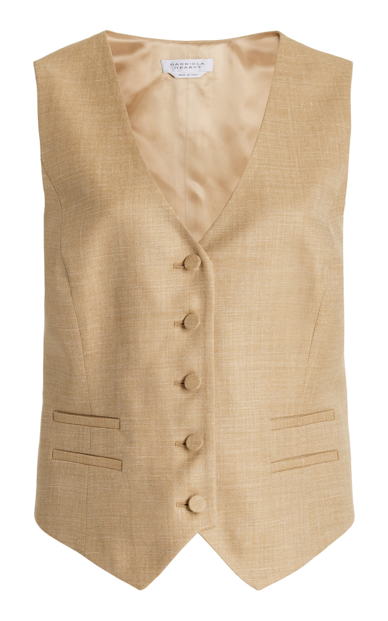 Coleridge Vest in Hay Virgin Wool and Silk Linen - 1