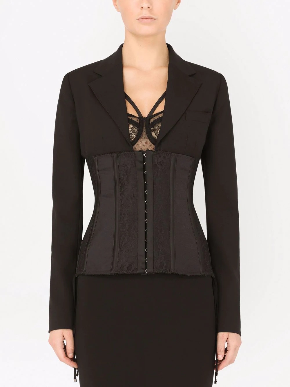 tie-detail bodice-panel blazer - 3