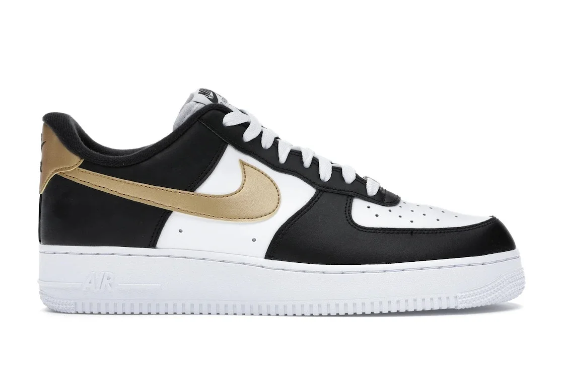 Nike Air Force 1 Low Black White Metallic Gold - 1