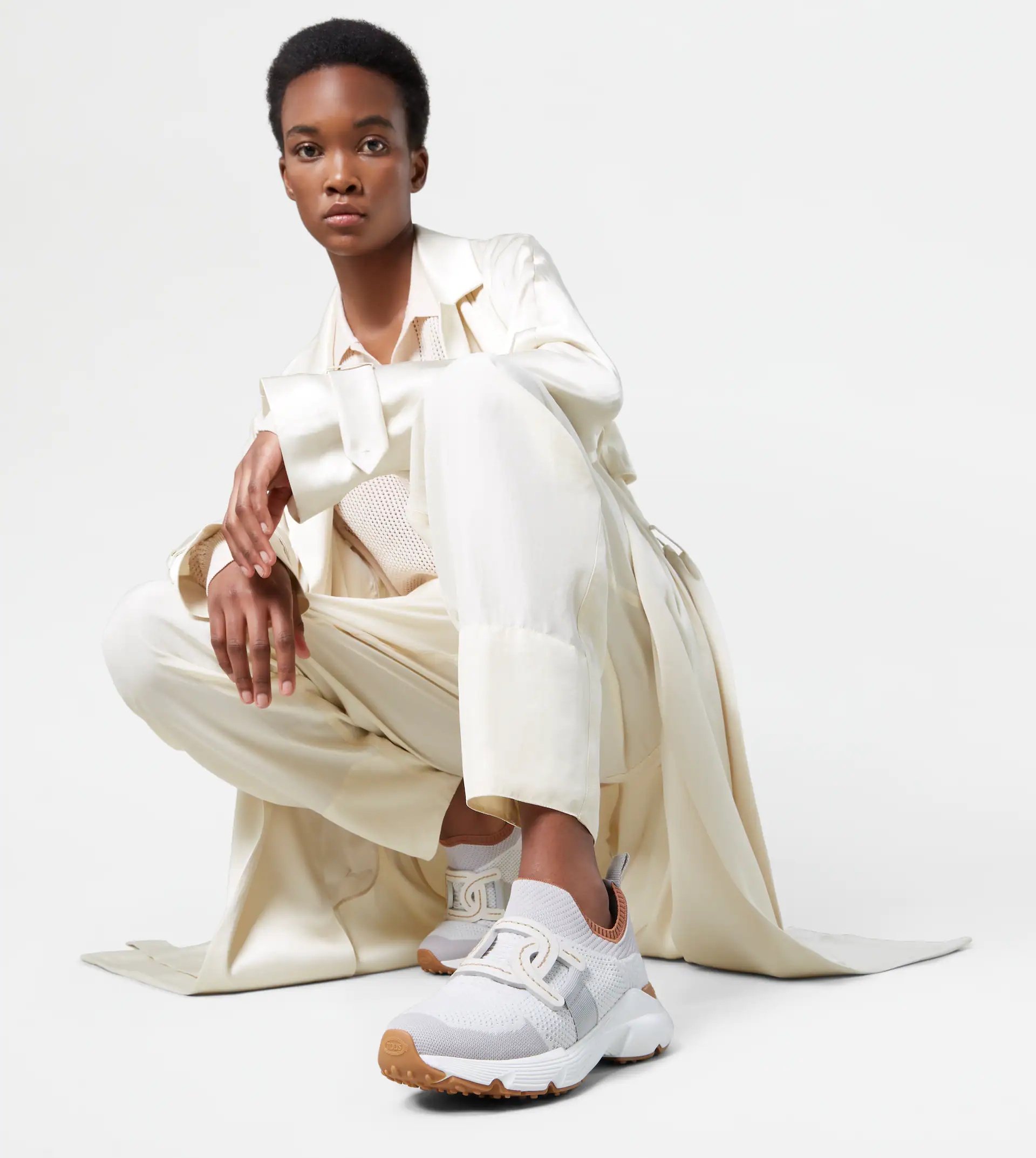 SNEAKERS IN HIGH-TECH FABRIC - WHITE, GREY - 2