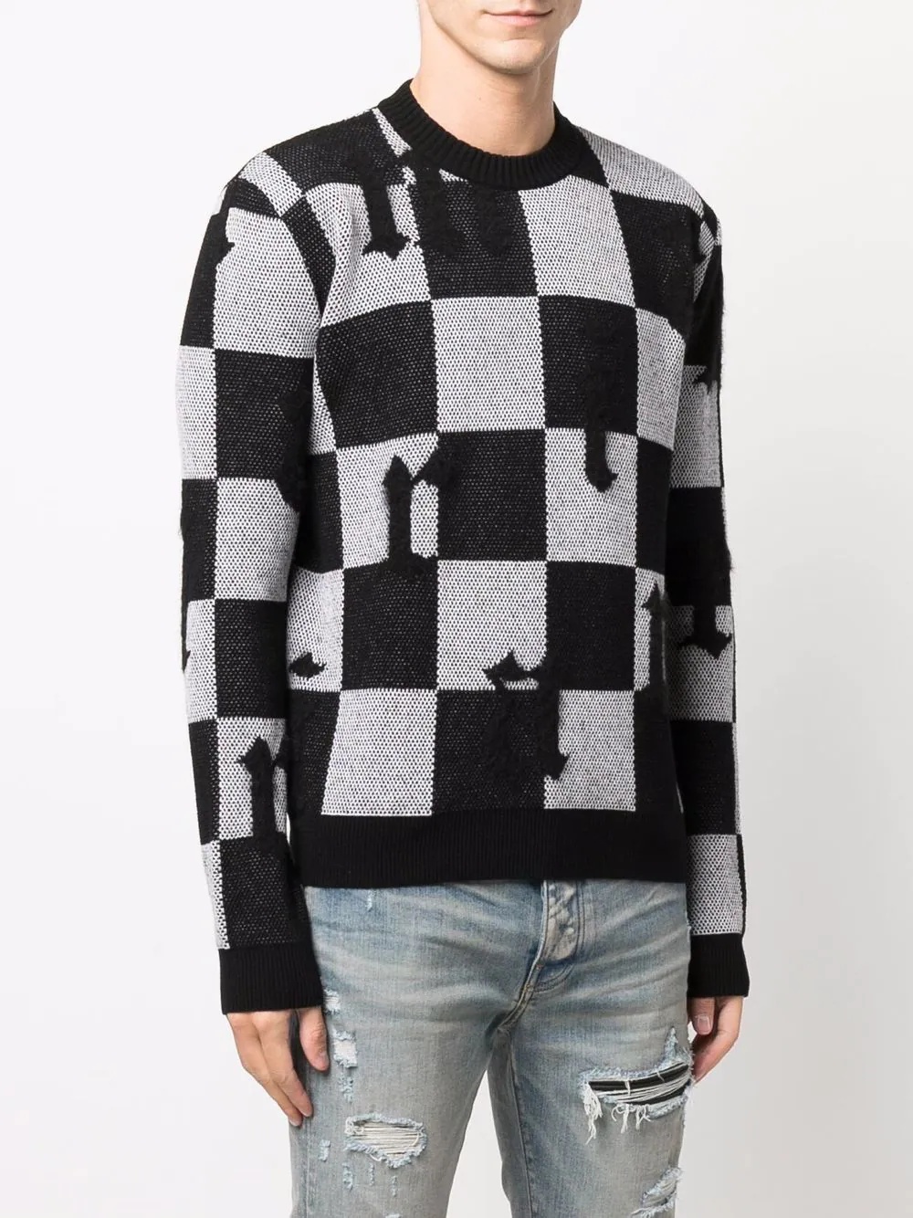 checked two-tone jumper - 3