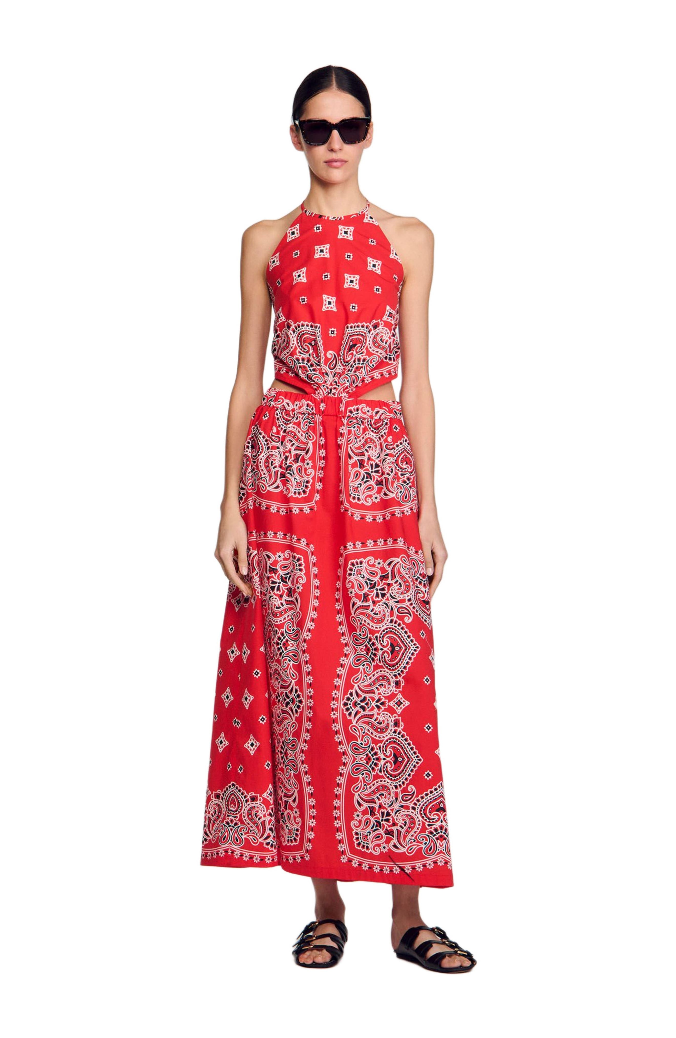SANDRO Bandana-print maxi dress in Red /White at Nordstrom - 6