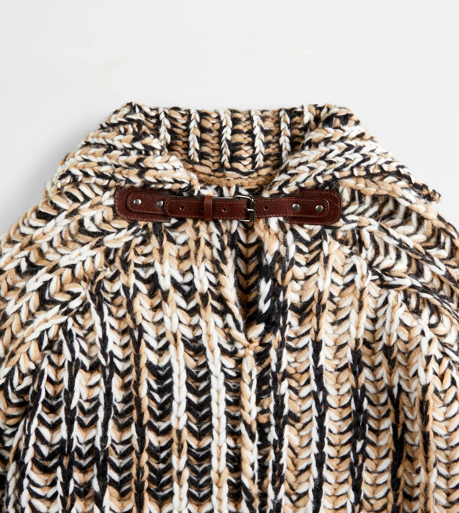 MAXI JUMPER MOULINÉ - BROWN, BEIGE, BLACK - 6