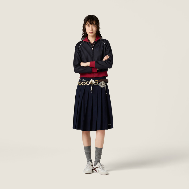 Miu Miu Pleated garment-dyed jersey skirt outlook