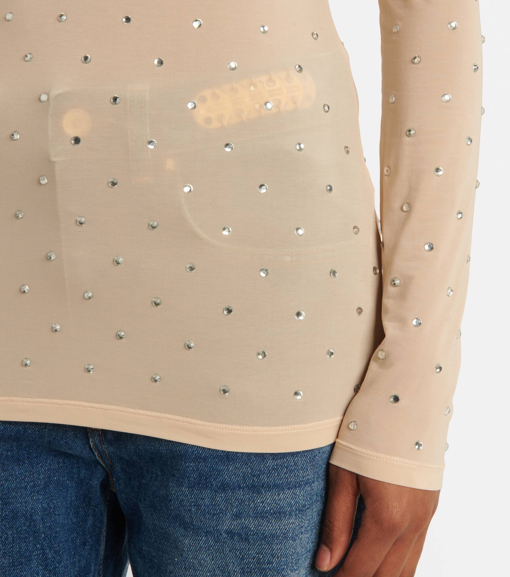 Crystal-embellished semi-sheer top - 5