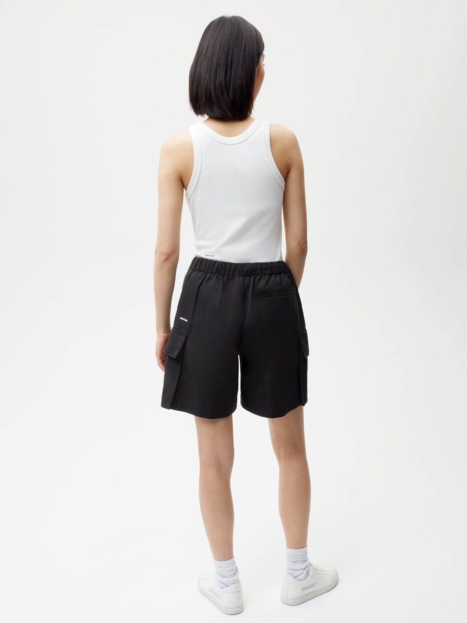 Womens Organic Cotton Blend Cargo Shorts - Black - 3
