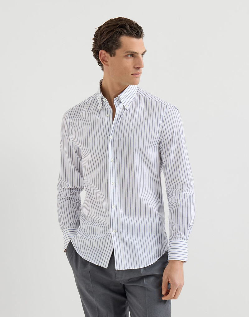Multistripe twill slim fit shirt with button-down collar 4