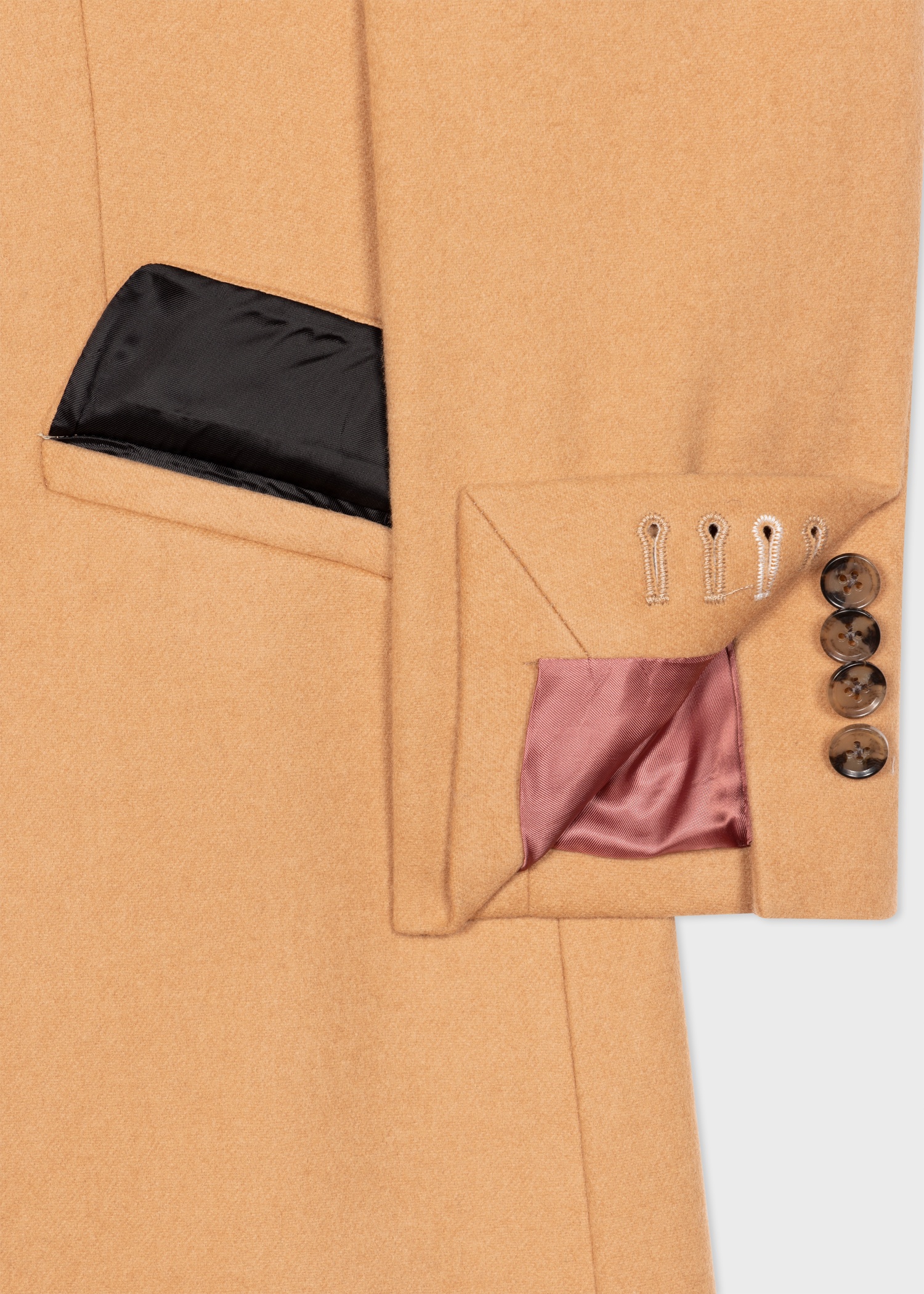 Women's Camel Wool and Cashmere-Blend Epsom Coat - 3