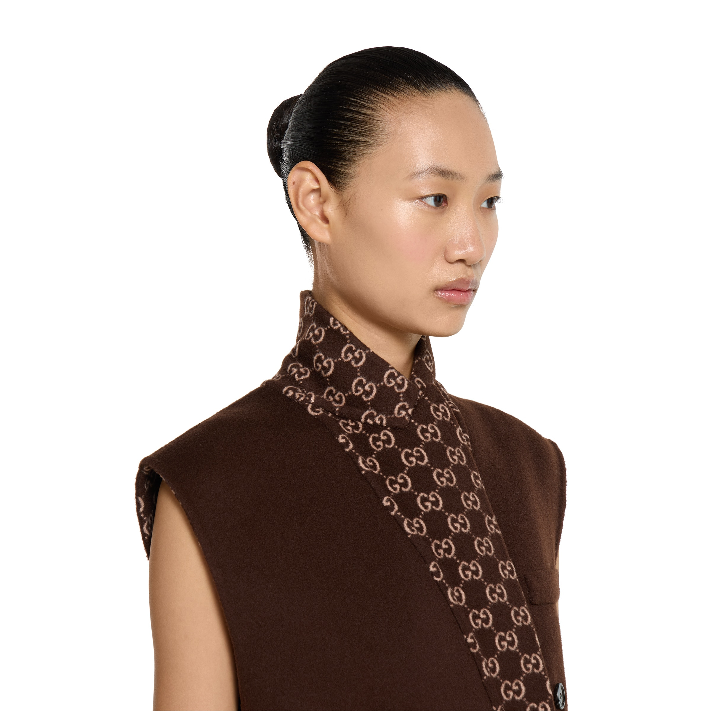 Reversible long silk wool gilet - 5
